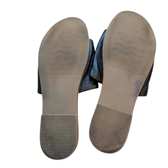 Steve Madden Karrlaa Slide Sandals Black Beige Leather Upper Flat Women's 6.5 - Picture 4 of 11